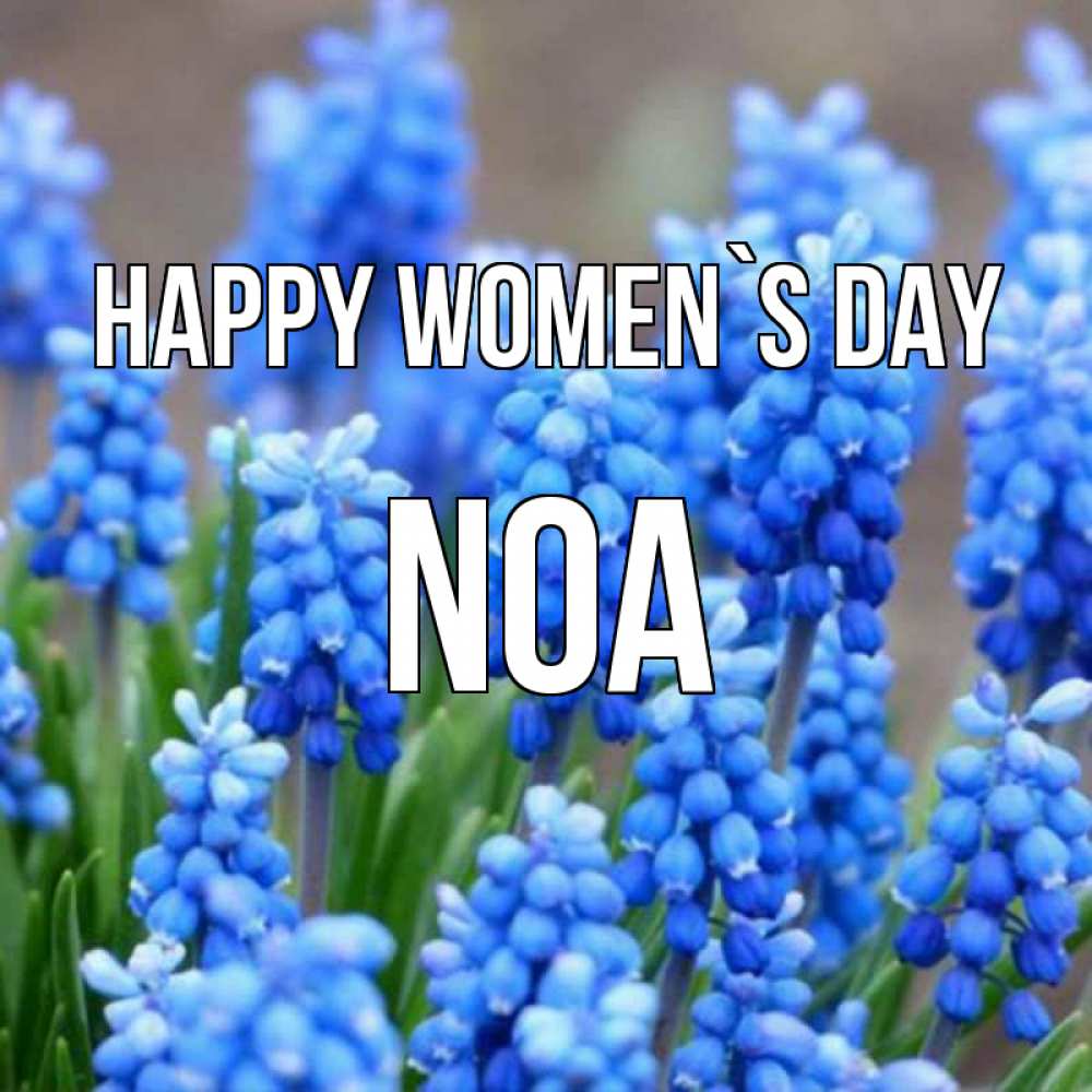 Greetings card с именем, Noa happy women`s day Поздравительная открытка для женщин с цветами на праздничную дату Greetings with text for free download 